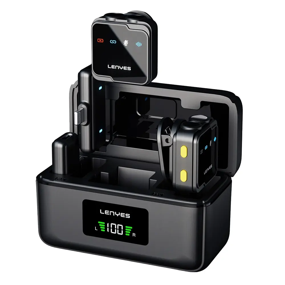 Lenyes LM205 Kablosuz Yaka Mikrofonu, Type-C ve Lightning Bağlantılı
