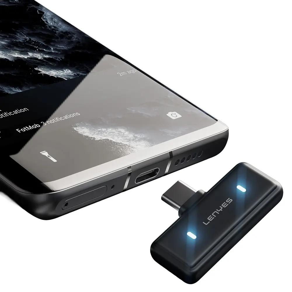 Lenyes LM205 Kablosuz Yaka Mikrofonu, Type-C ve Lightning Bağlantılı