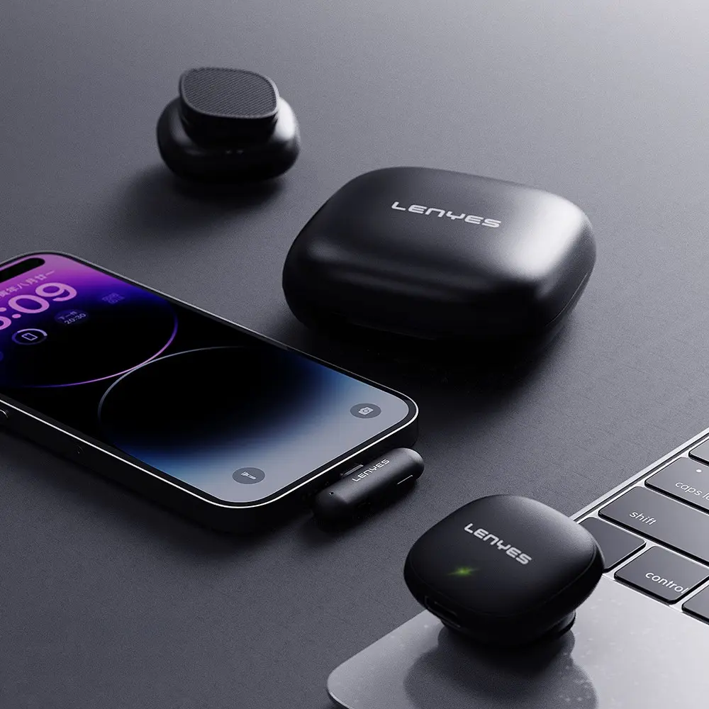 Lenyes LM210 Type-C Kablosuz Yaka Mikrofonu, AI Gürültü Önleyici