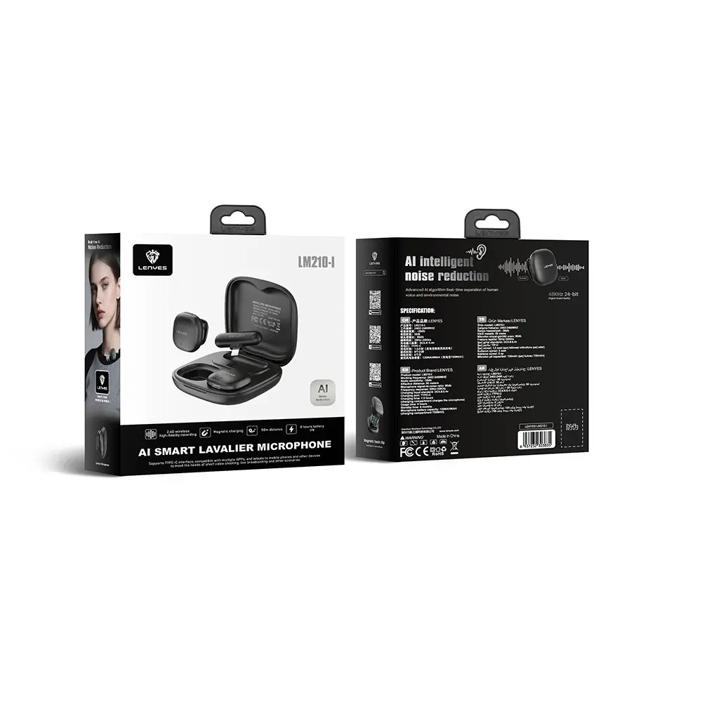 Lenyes LM210 Lightning Portlu Kablosuz Yaka Mikrofonu, 2.4G