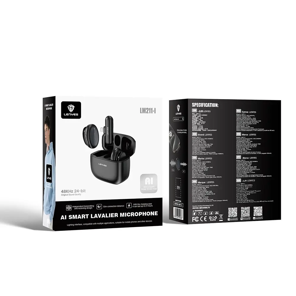 Lenyes LM211-L Lightning Portlu Kablosuz Yaka Mikrofonu