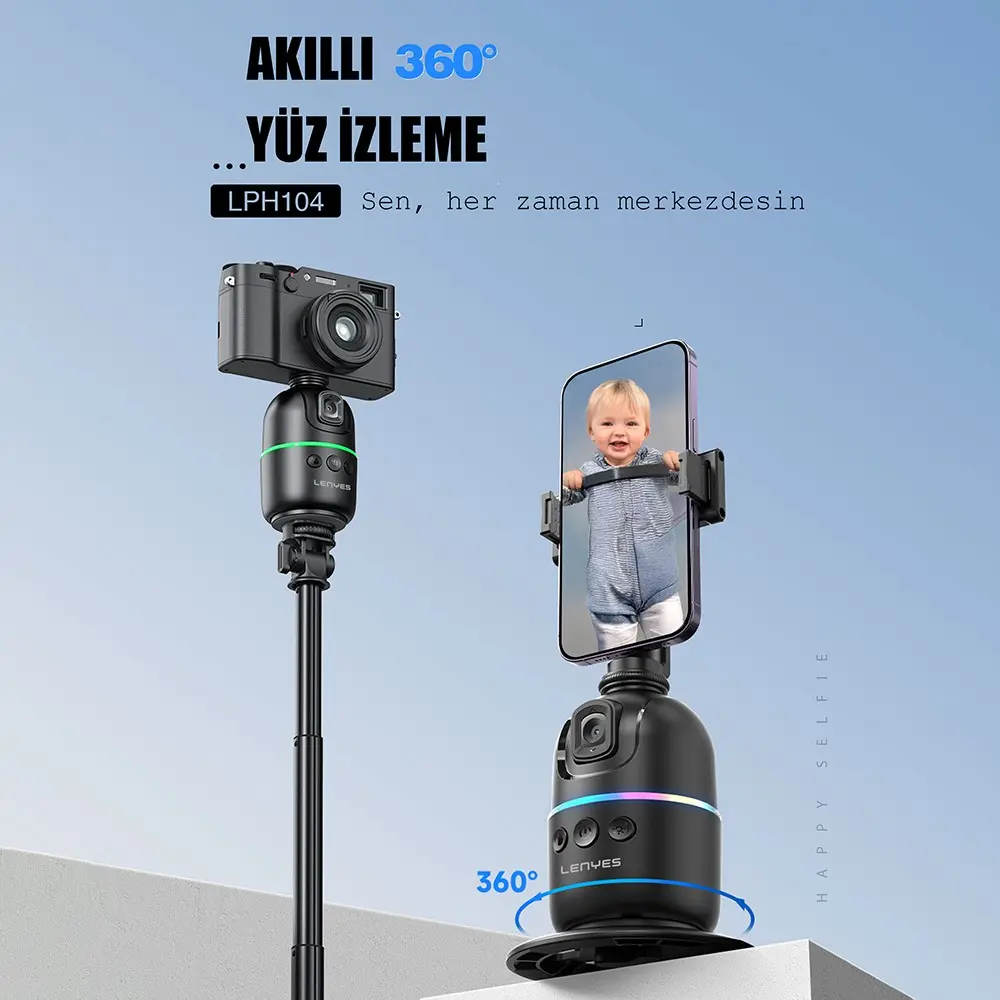 Lenyes LPH104 360° Dönebilen Yüz Takip Standı, Canlı Yayın için