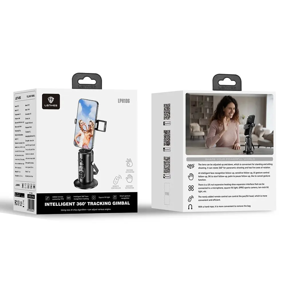 Lenyes LPH106 360° Dönebilen AI Yüz Takip Özellikli Manyetik Gimbal Stand