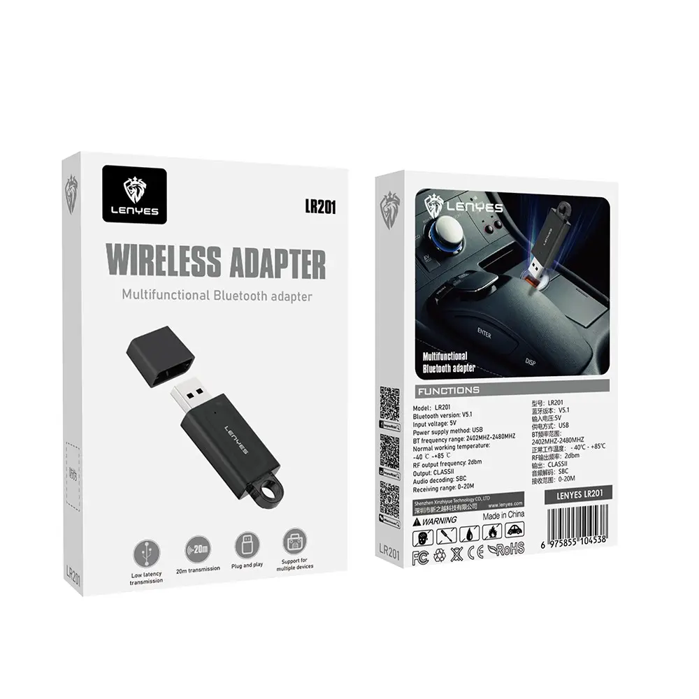 Lenyes LR201 USB Bluetooth 5.1 Adaptör, 5 Cihaz Bağlantısı