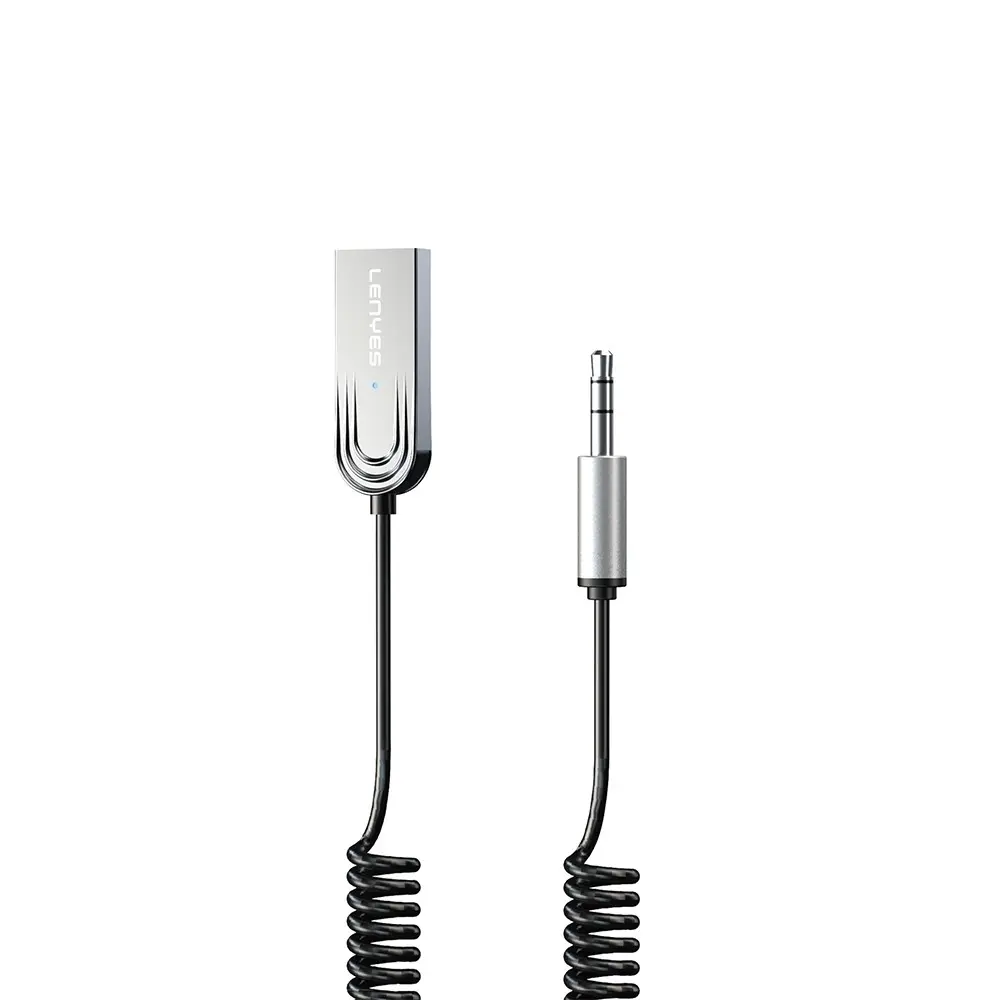 Lenyes LR208 Spiral Kablo Tasarımlı Dahili Mikrofonlu Kablosuz Ses Alıcı AUX Bluetooth v5.3 Adaptör