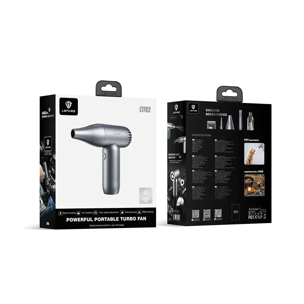 Lenyes LTF02 Turbo El Fanı, 4 Kademeli ve Dijital LED Göstergeli