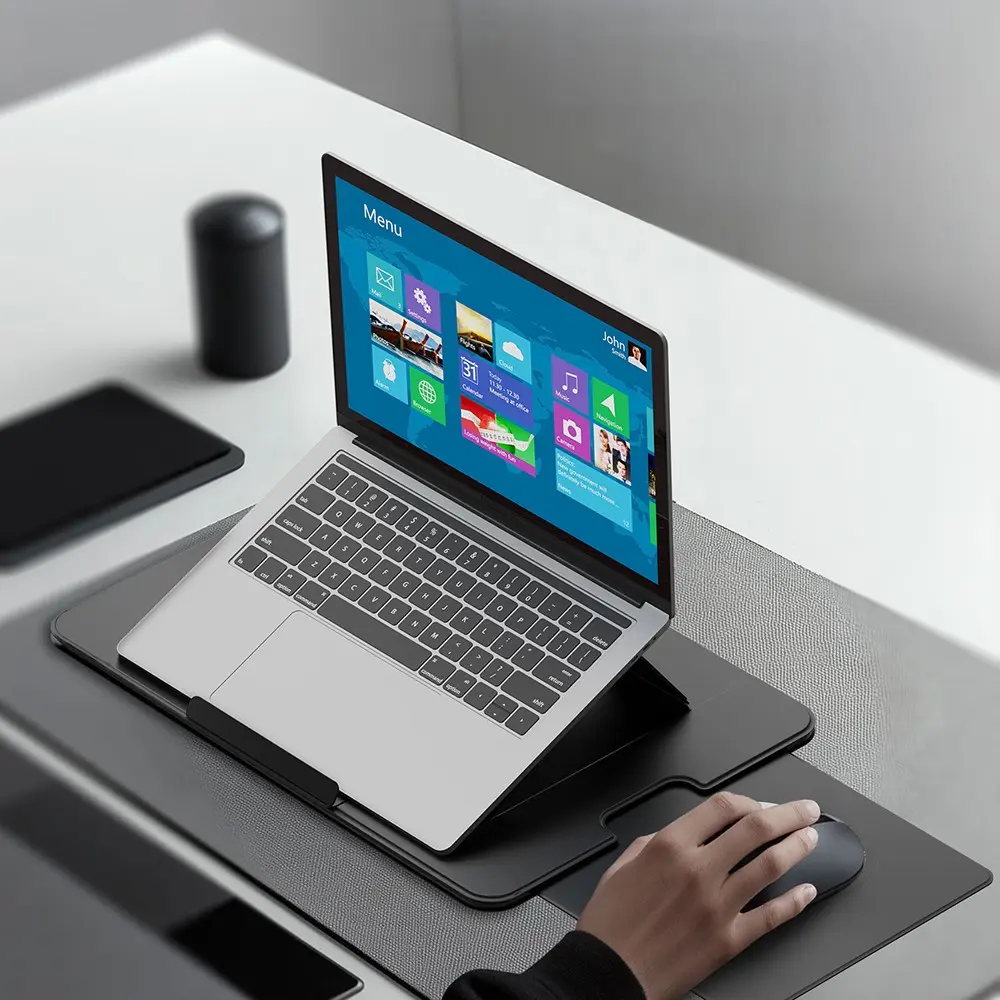 Lenyes LTS231 Ayarlanabilir Katlanabilir Notebook Standı, Mouse Pad Bölmeli