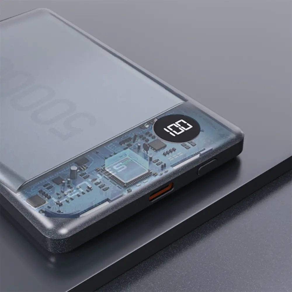 Lenyes PW037D Ultra İnce Dijital LED Ekranlı Wireless Powerbank 5000mAh
