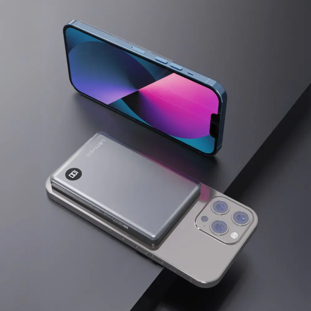 Lenyes PW037D Ultra İnce Dijital LED Ekranlı Wireless Powerbank 5000mAh