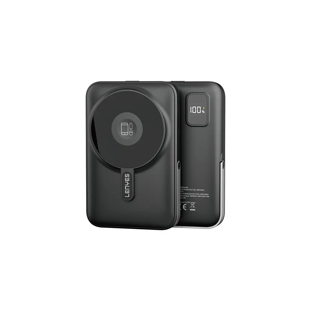 Lenyes PW1002D 10000mAh Kablosuz Şarjlı Powerbank, 20W ve Standlı
