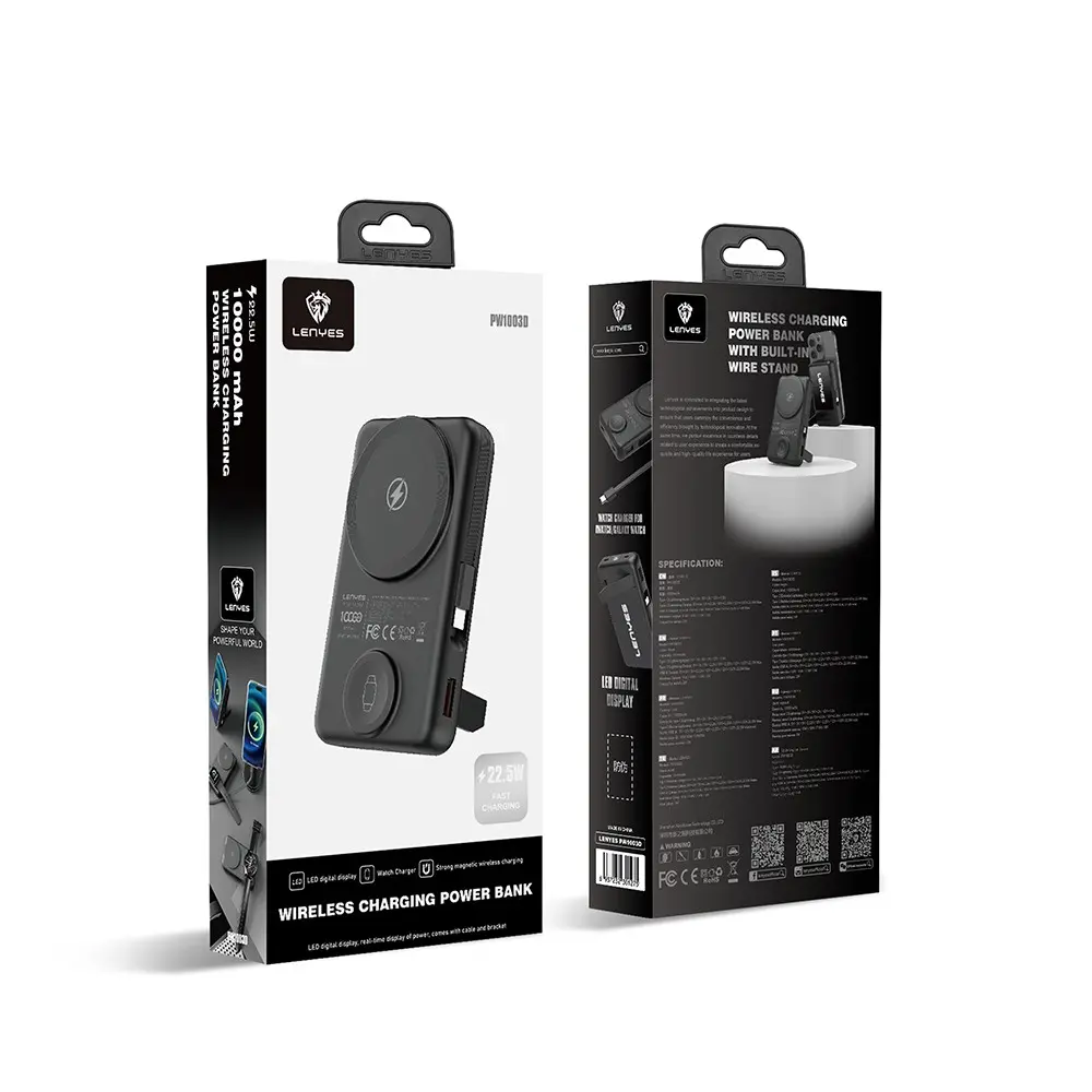 Lenyes PW1003D 10000 mAh Powerbank, 22.5 W ve 15 W Kablosuz Şarj