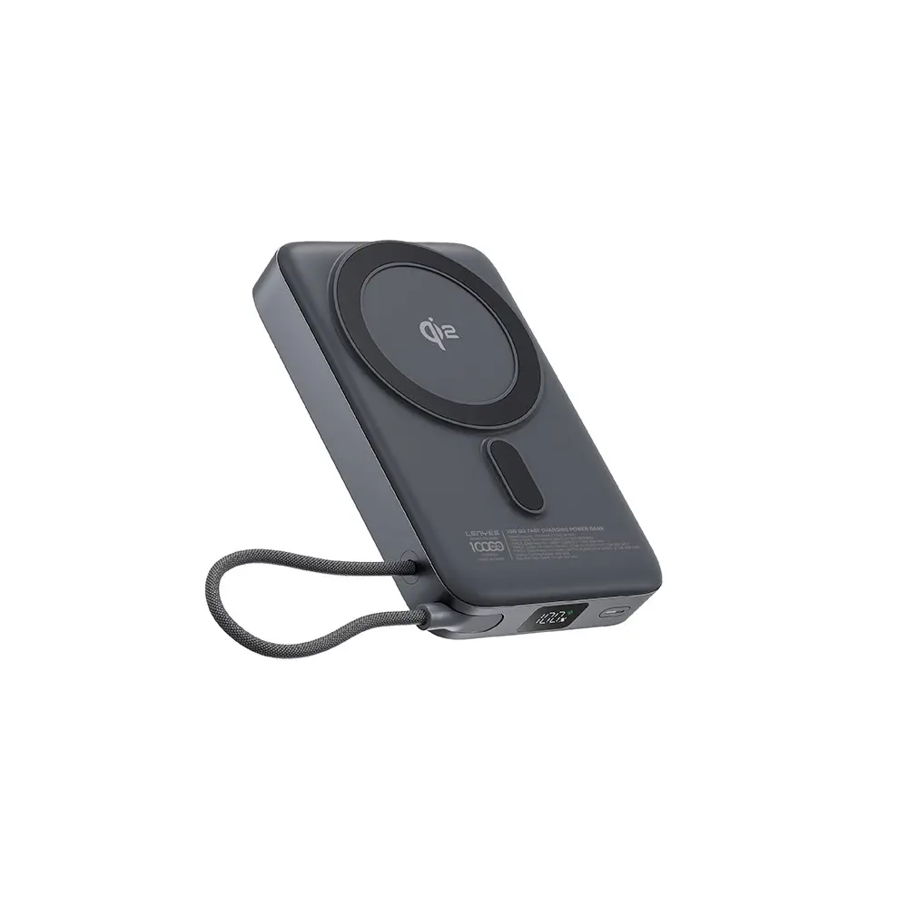 Lenyes PW1009D 10000mAh Qi2 Kablosuz Şarjlı Powerbank, 35W PD ve Standlı