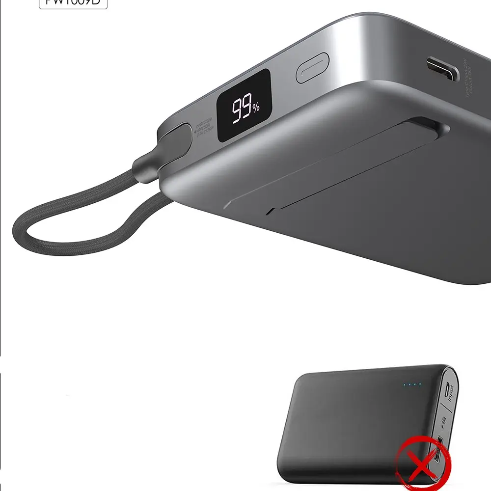 Lenyes PW1009D 10000mAh Qi2 Kablosuz Şarjlı Powerbank, 35W PD ve Standlı