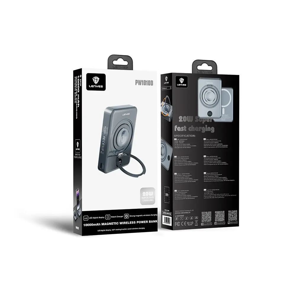 Lenyes PW1010D 10000mAh Powerbank, 20W PD ve 15W Kablosuz Şarj