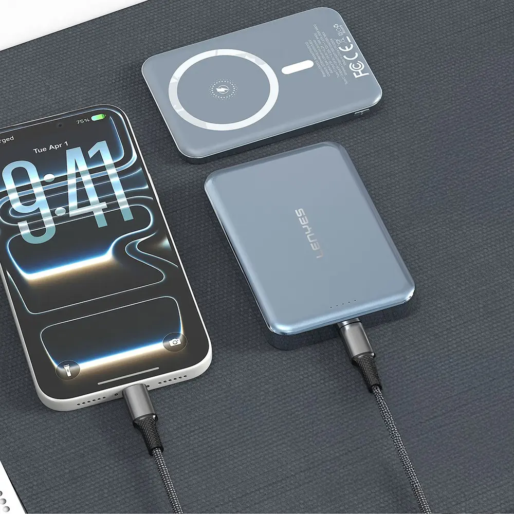Lenyes PW1011D 10000mAh 15W Kablosuz Şarjlı Powerbank, LED Göstergeli