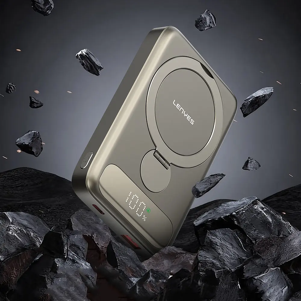 Lenyes PW1012D 10000mAh Kablosuz Şarjlı Powerbank, PD 20W ve 360° Stand