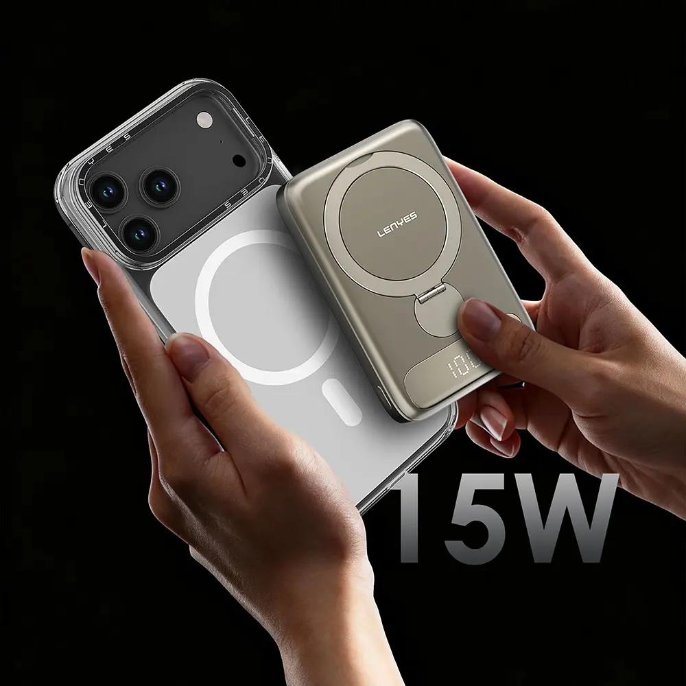 Lenyes PW1012D 10000mAh Kablosuz Şarjlı Powerbank, PD 20W ve 360° Stand