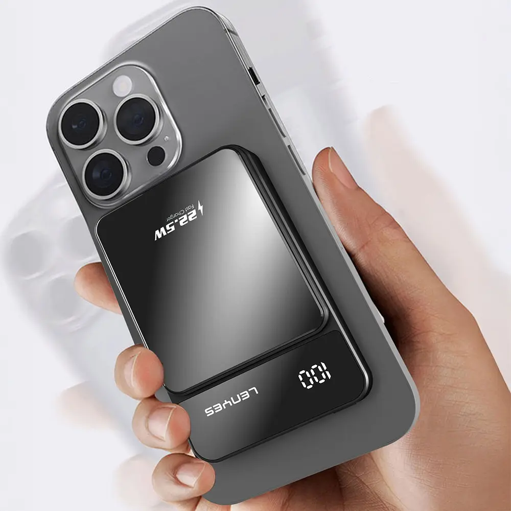 Lenyes PW126D 10.000mAh Powerbank, 22.5W Hızlı Şarj ve 15W Manyetik Kablosuz Şarj
