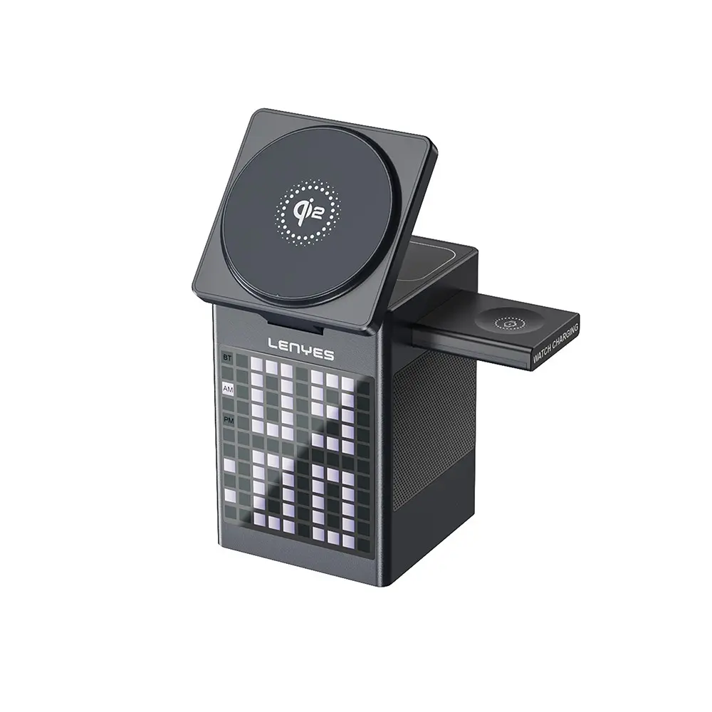 Lenyes PW320 Qi2 Kablosuz Şarj Standı, 15W ve Bluetooth Hoparlörlü