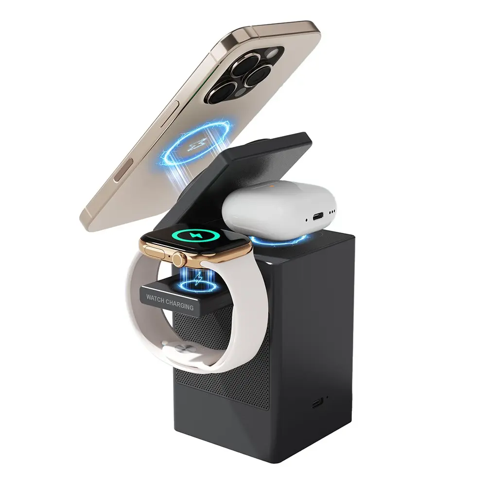 Lenyes PW320 Qi2 Kablosuz Şarj Standı, 15W ve Bluetooth Hoparlörlü