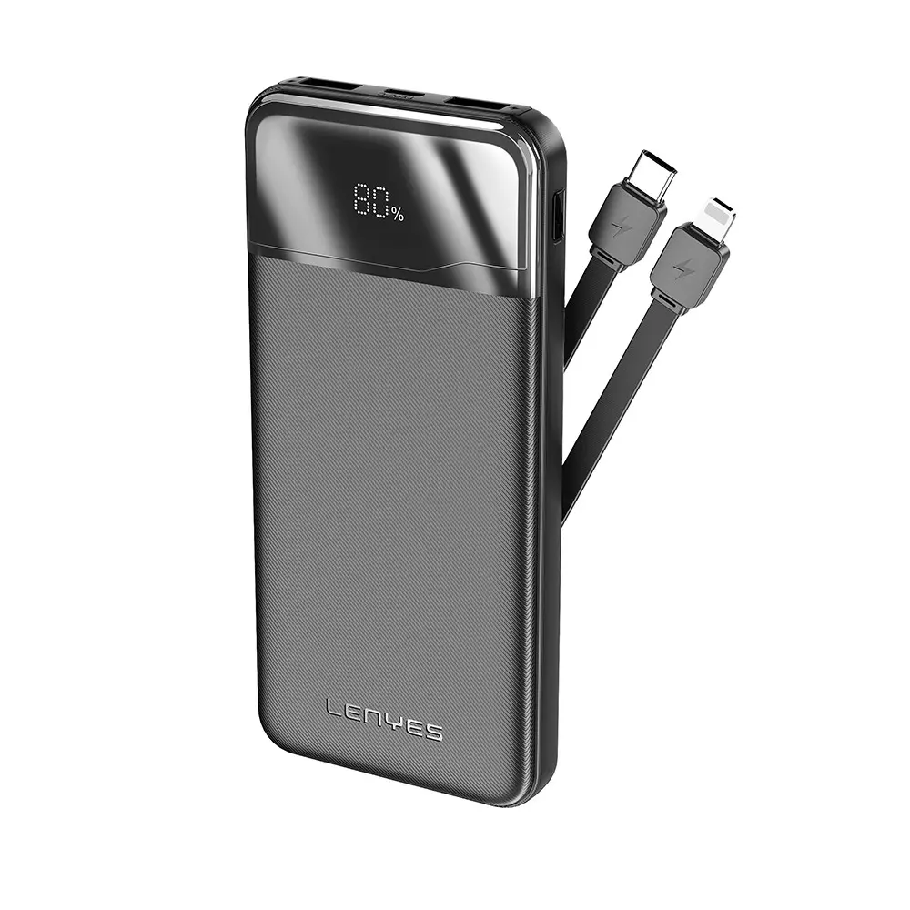 Lenyes PX180D 10.000mAh Powerbank, 22.5W ve Dahili Type-C/Lightning Kablo