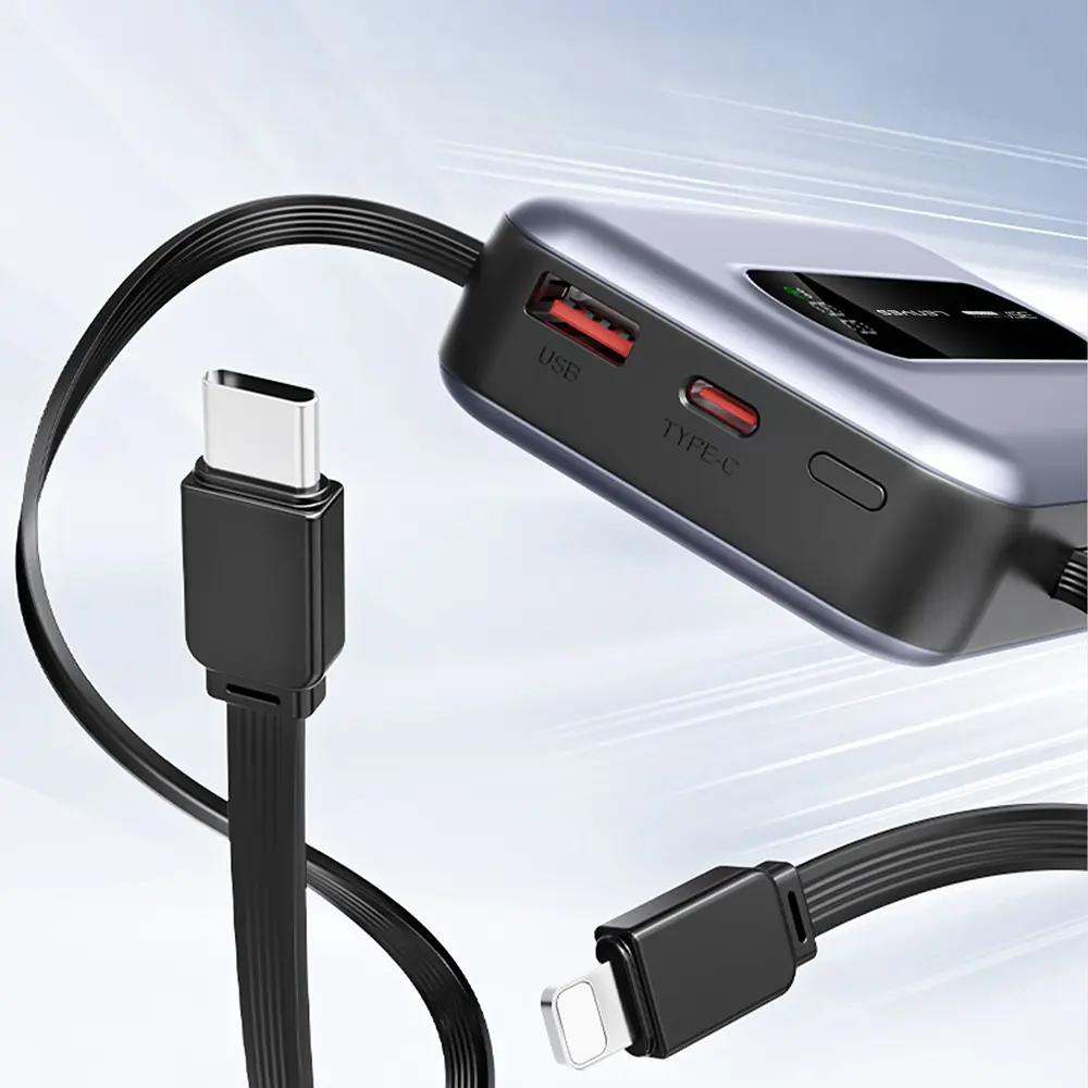 Lenyes PX1002D 10.000 mAh Powerbank, 35 W Teleskopik Type-C/Lightning
