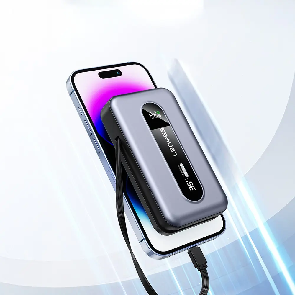 Lenyes PX1002D 10.000 mAh Powerbank, 35 W Teleskopik Type-C/Lightning