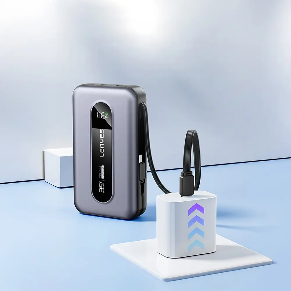 Lenyes PX1002D 10.000 mAh Powerbank, 35 W Teleskopik Type-C/Lightning