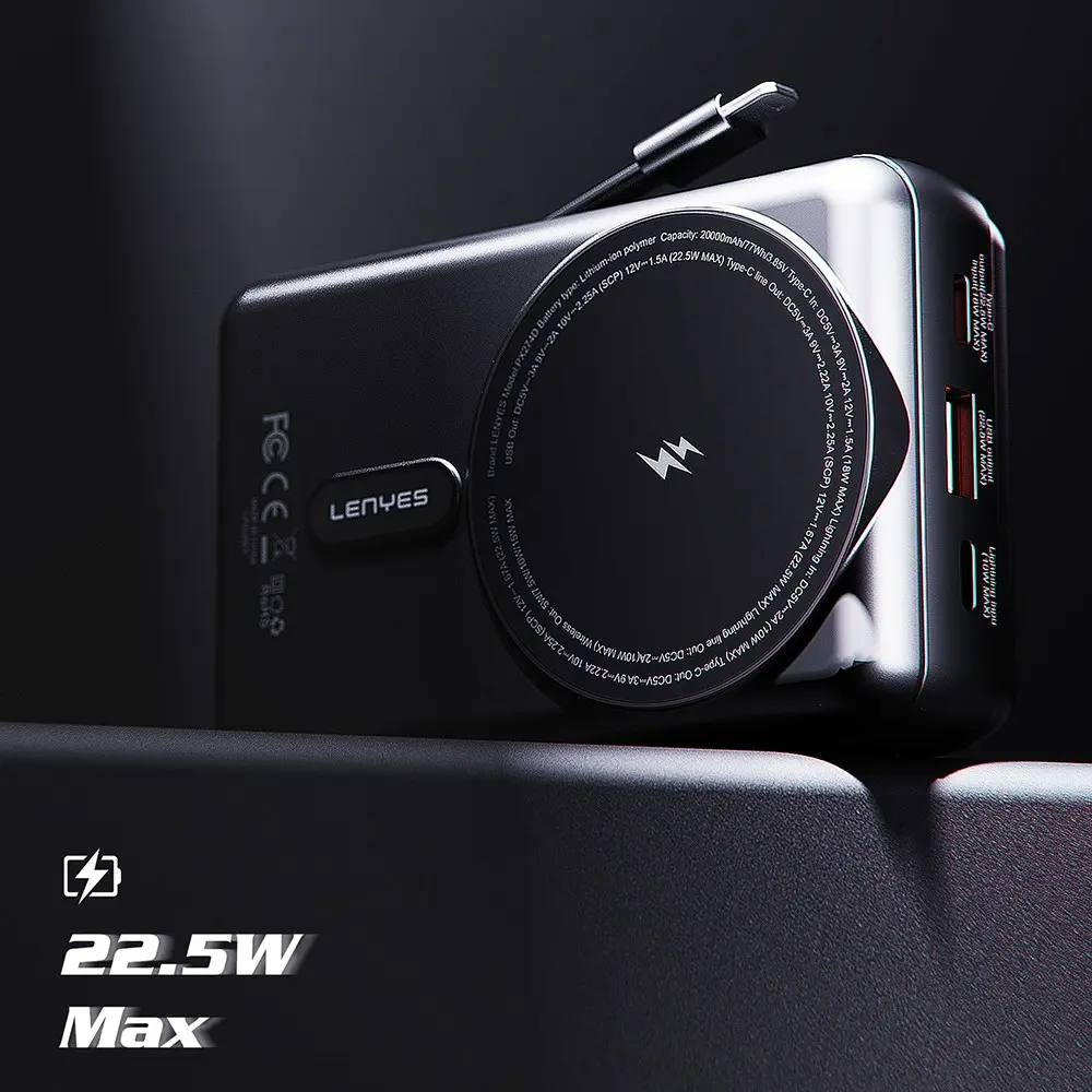 Lenyes PX274D 20000mAh 22.5W PD Kablosuz Şarjlı Standlı Powerbank