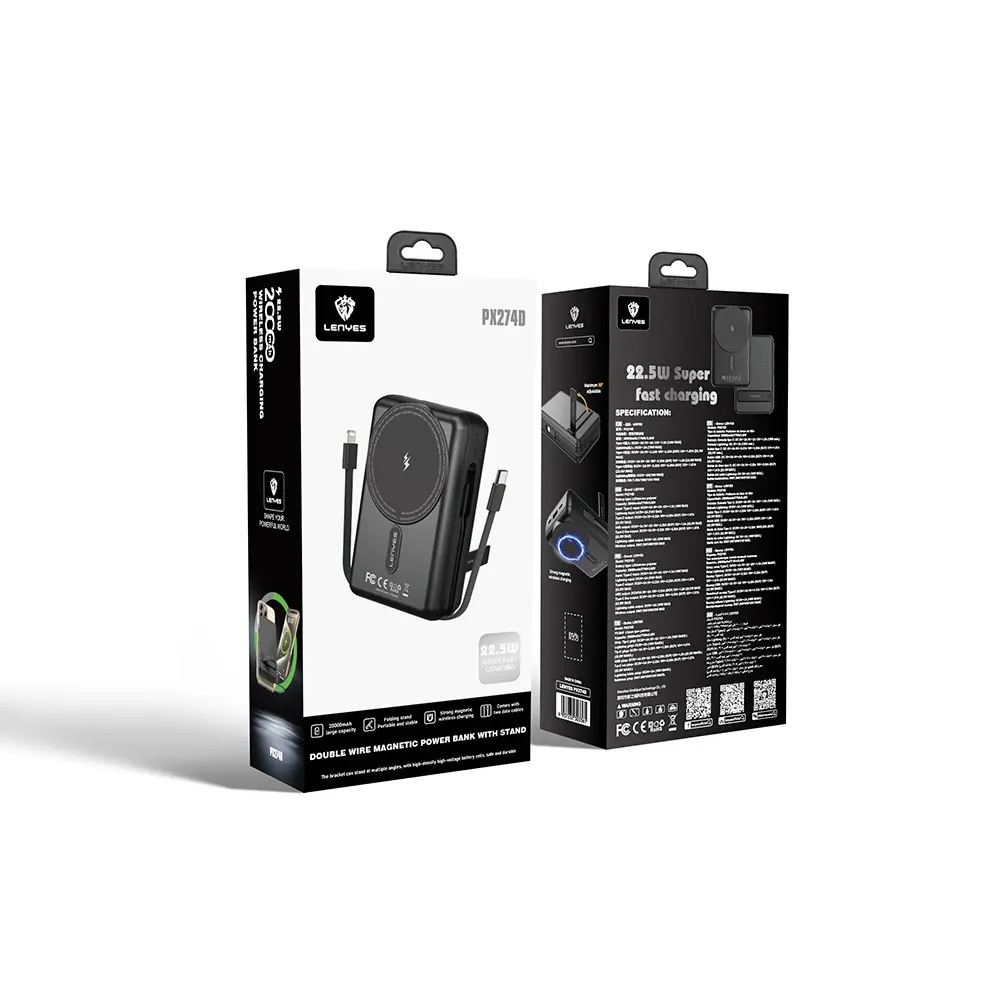 Lenyes PX274D 20000mAh 22.5W PD Kablosuz Şarjlı Standlı Powerbank