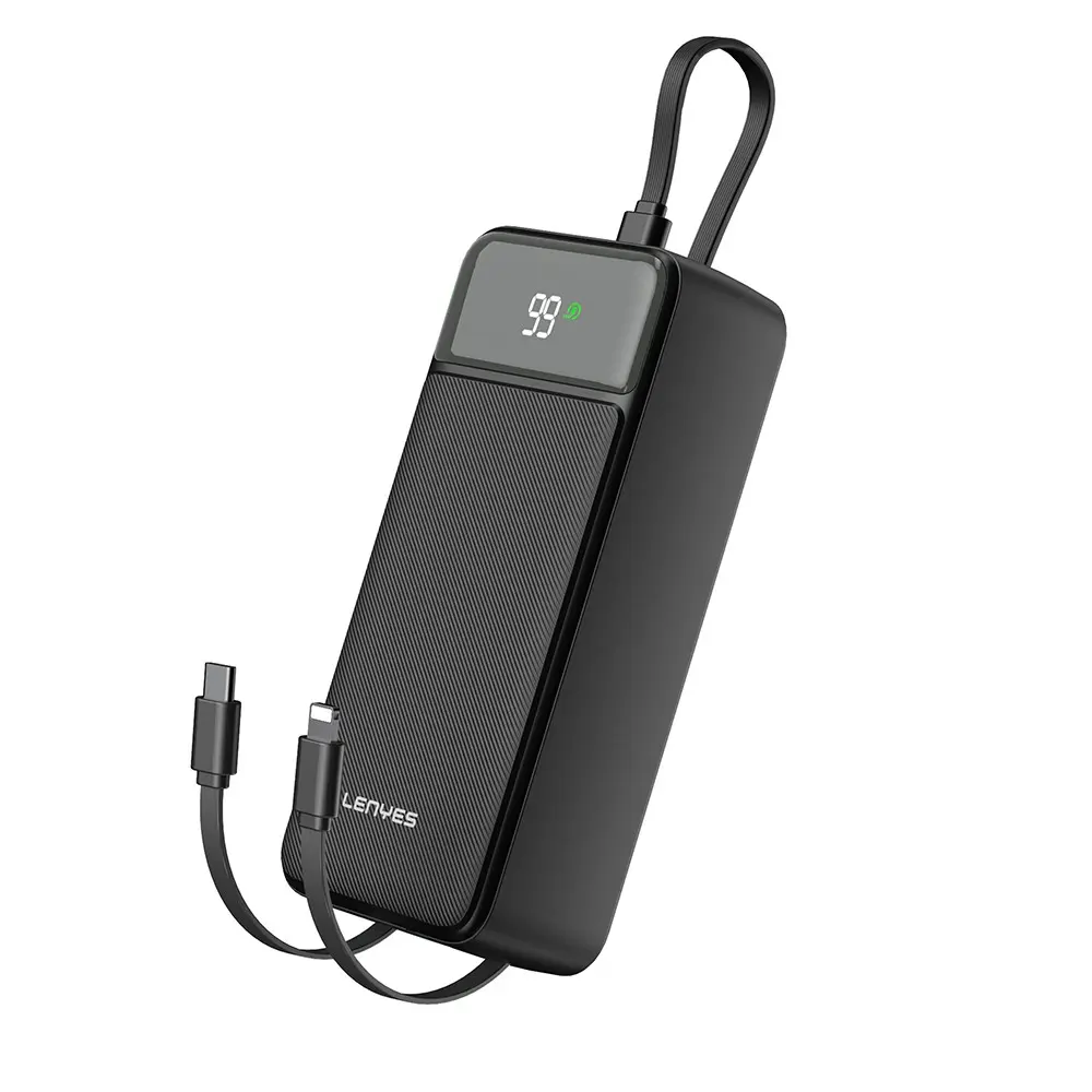 Lenyes PX355D 30.000mAh 22.5W Powerbank, Type-C ve Lightning Kablolu
