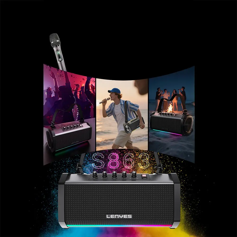 Lenyes S863 Bluetooth Hoparlör, RGB Işıklı, Mikrofonlu ve TWS