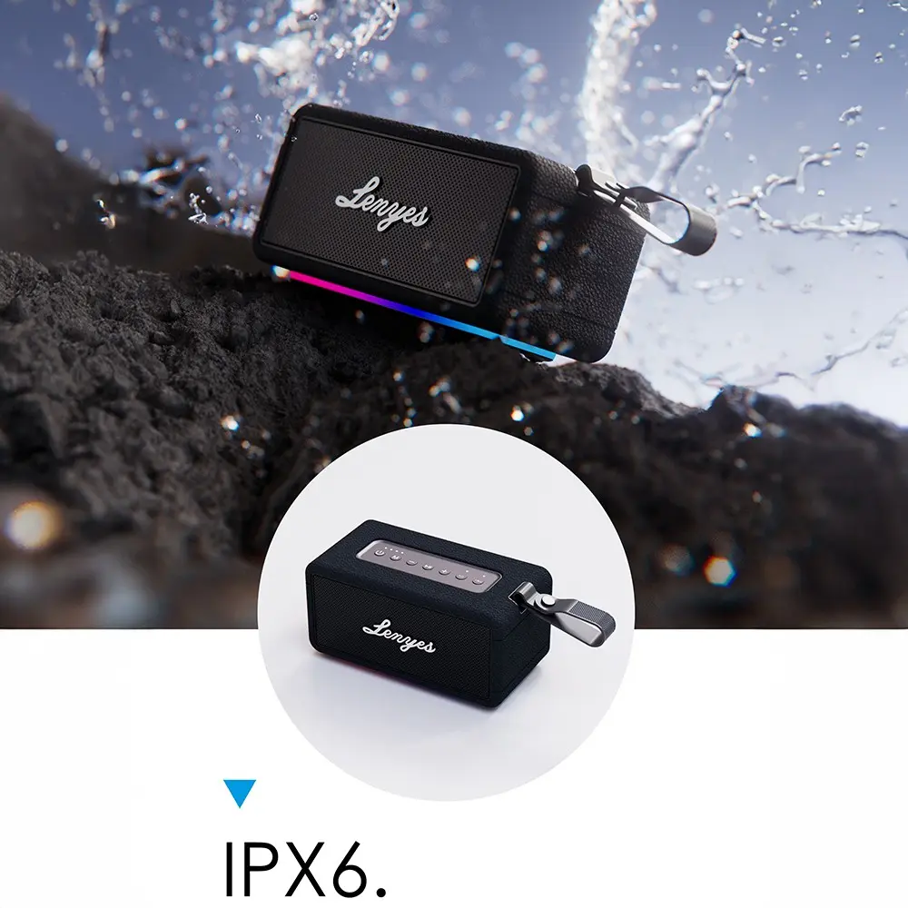Lenyes S875 Elegance Taşınabilir Bluetooth Hoparlör, RGB Işıklı ve IPX6