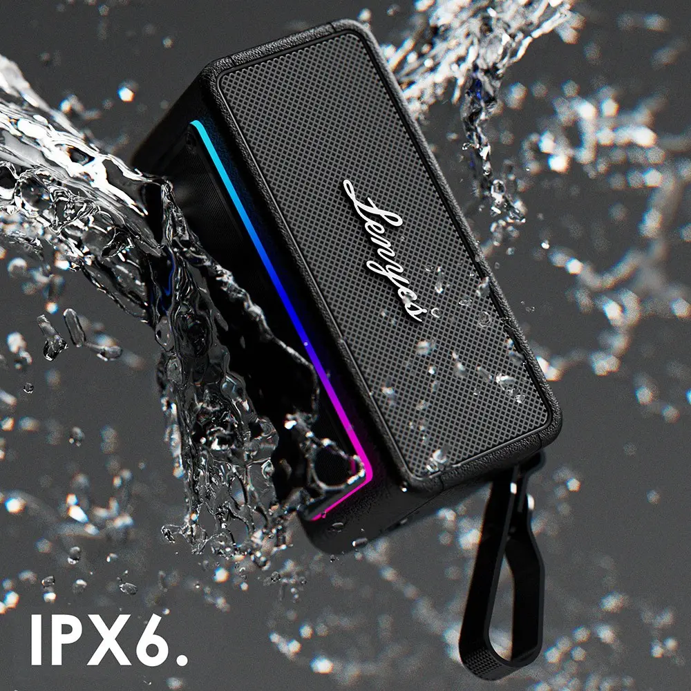 Lenyes S876 Supreme Taşınabilir Bluetooth Hoparlör, RGB Işıklı ve IPX6