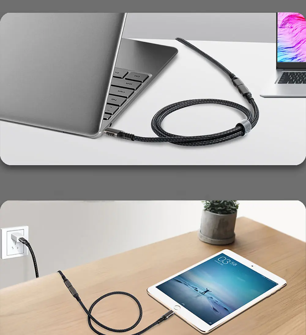 Qgeem Extension USB-C Uzatma Kablosu, 100W PD ve 20Gbps - 0.2 m