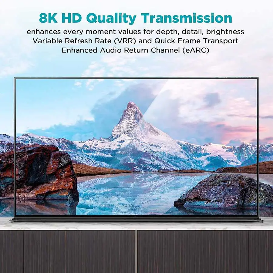 Qgeem QG-AV17 HDMI 2.1 Görüntü ve Ses Kablosu, 8K 60Hz 48Gbps 3.05 m