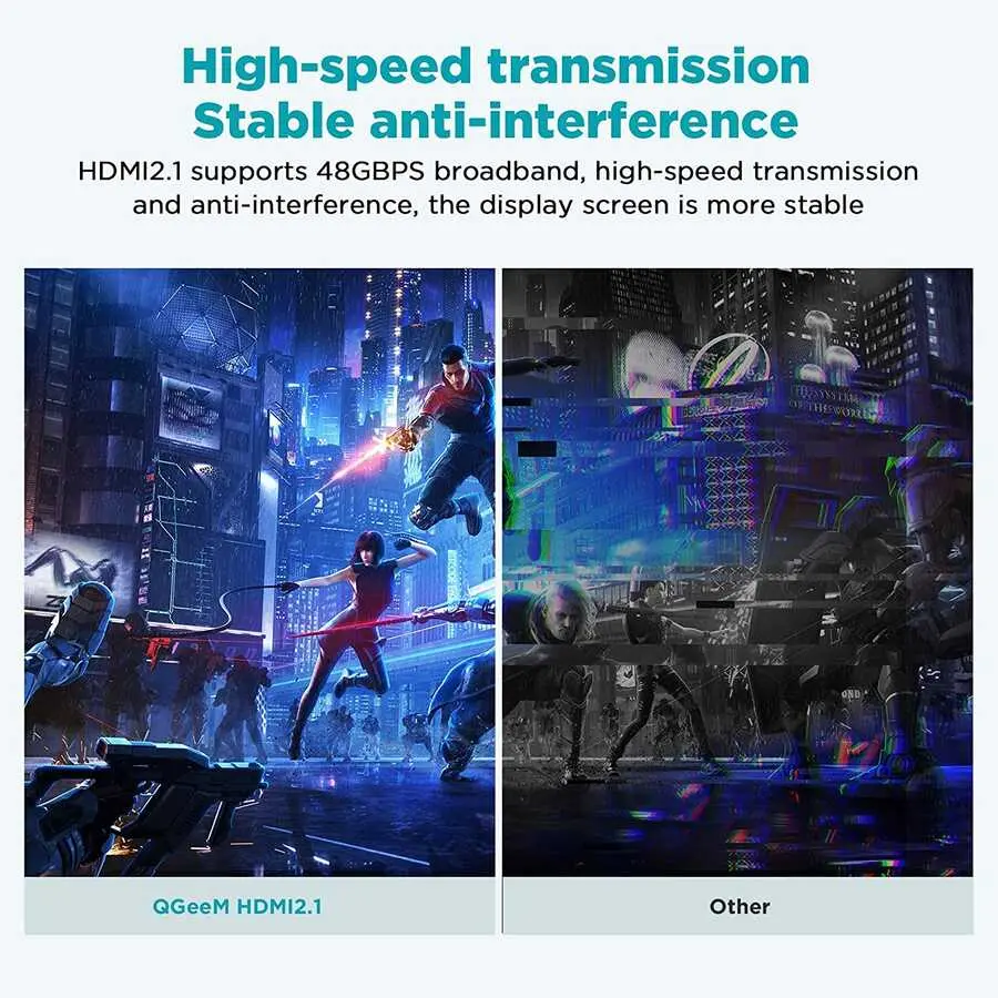 Qgeem QG-AV17 HDMI 2.1 Görüntü ve Ses Kablosu, 8K 60Hz 48Gbps 3.05 m