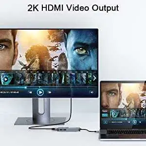 Qgeem QG-D3908 USB Hub, 2x HDMI, VGA, RJ45 Ethernet ve SD Kart Okuyuculu