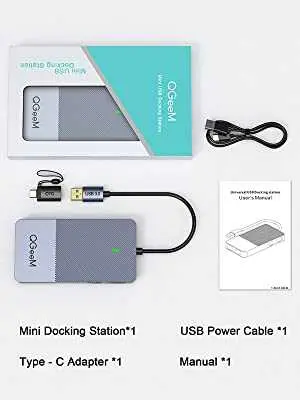 Qgeem QG-D3908 USB Hub, 2x HDMI, VGA, RJ45 Ethernet ve SD Kart Okuyuculu