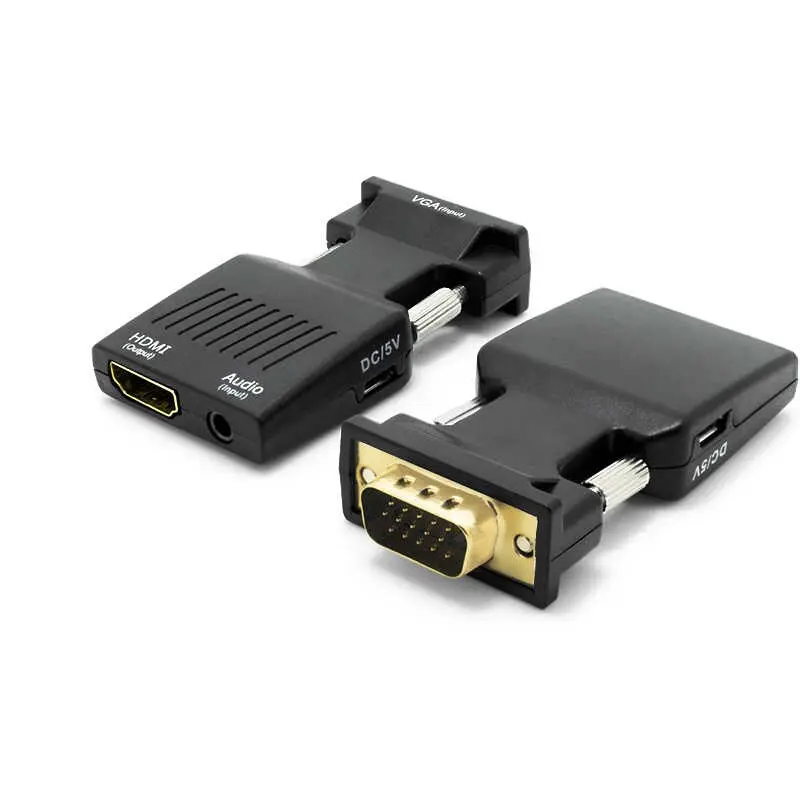 Qgeem QG-HD12 VGA to HDMI Dönüştürücü, 1080P 60 Hz ve 3.5 mm Ses Girişi