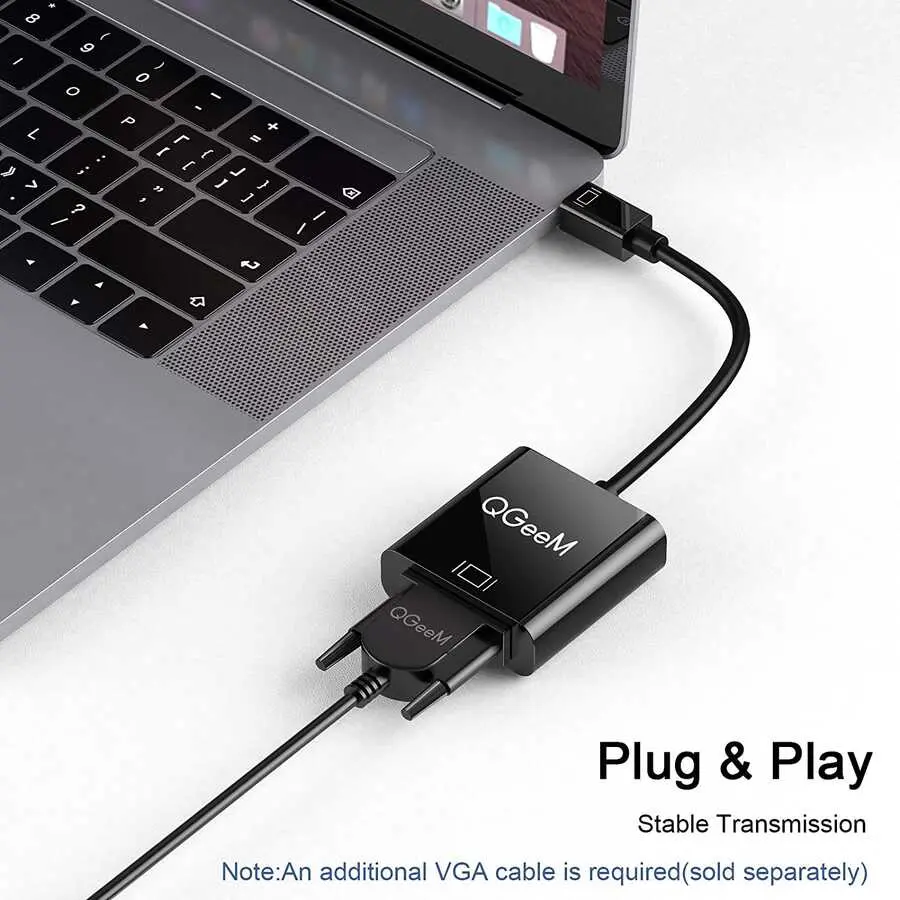Qgeem QG-HD17 Mini DisplayPort to VGA Dönüştürücü, 1080p 60 Hz