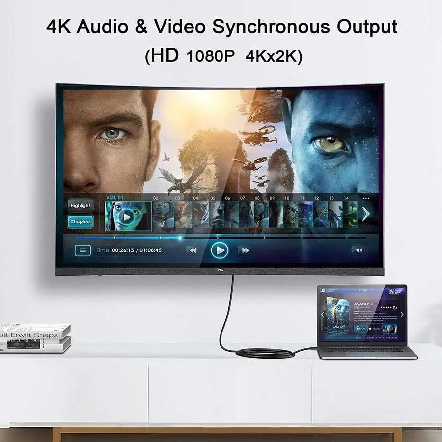 Qgeem QG-HD23 Mini DisplayPort to HDMI Kablo, 4K Destekli 180 cm