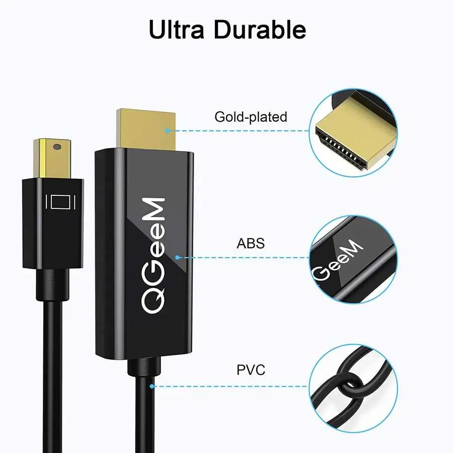 Qgeem QG-HD23 Mini DisplayPort to HDMI Kablo, 4K Destekli 180 cm