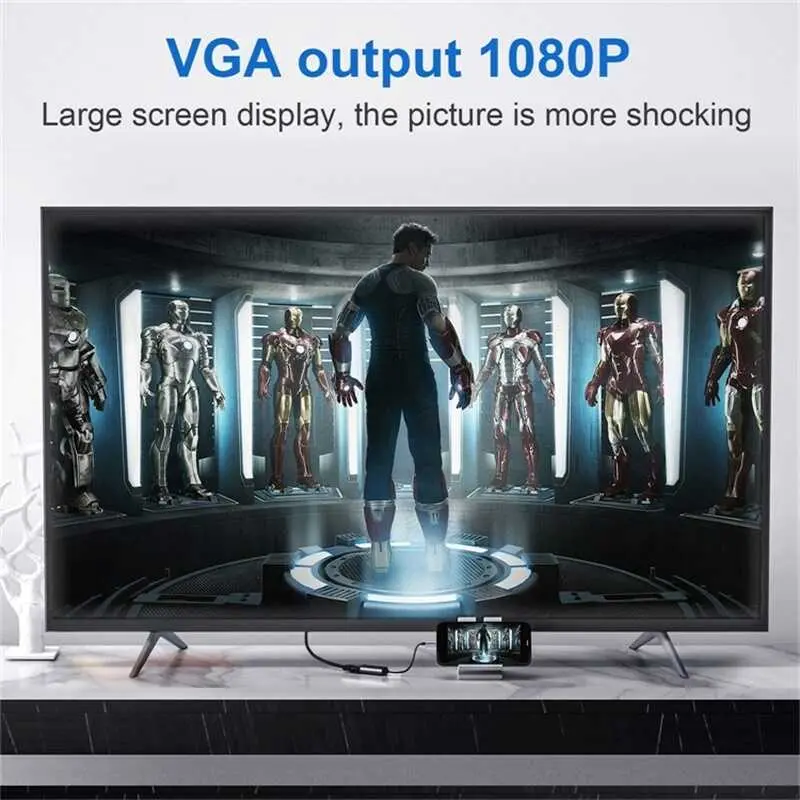 Qgeem QG-UA07 USB to VGA Dönüştürücü, 1080P ve 20 cm
