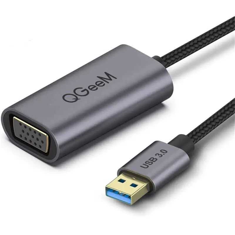 Qgeem QG-UA07 USB to VGA Dönüştürücü, 1080P ve 20 cm