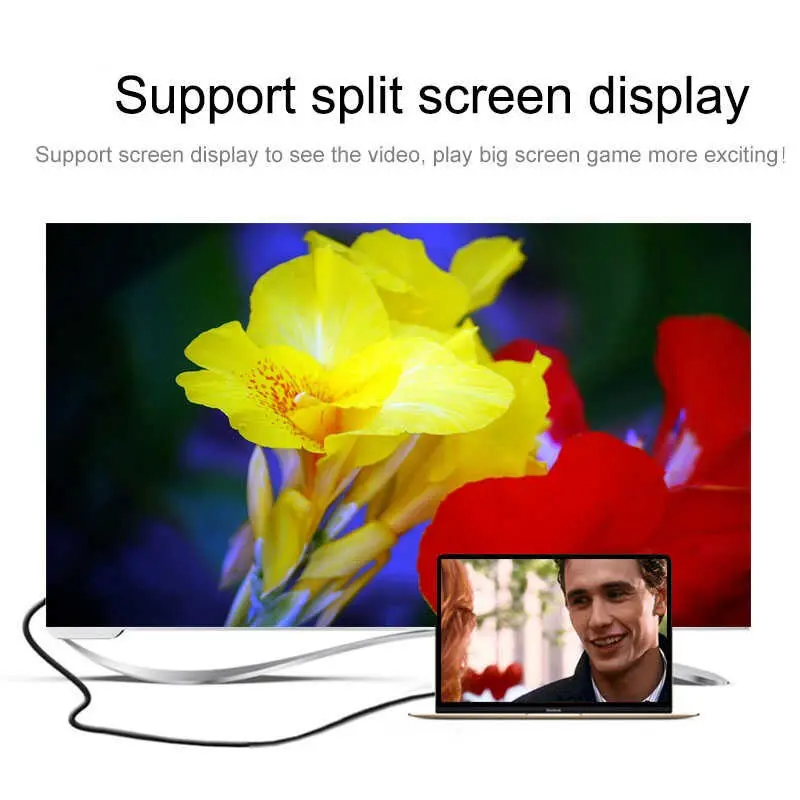 Qgeem QG-UA11 Type-C to HDMI Kablo, 1.8 m, 4K 60 Hz Destekli