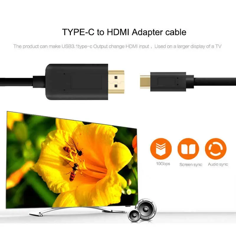 Qgeem QG-UA11 Type-C to HDMI Kablo, 1.2 m, 4K 40 Hz