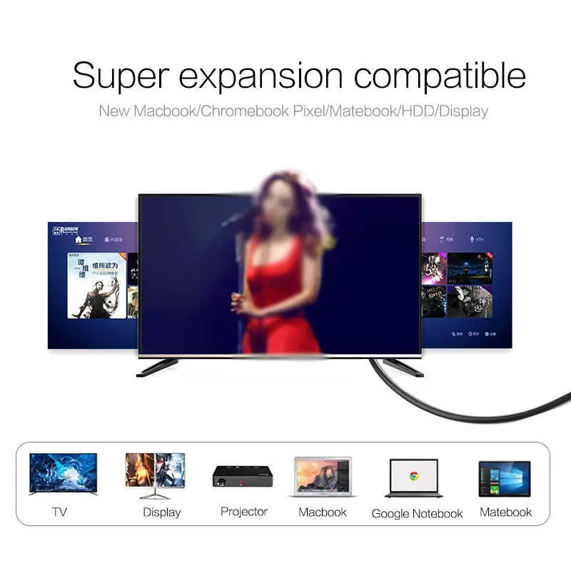 Qgeem QG-UA11 Type-C to HDMI Kablo, 1.2 m, 4K 40 Hz