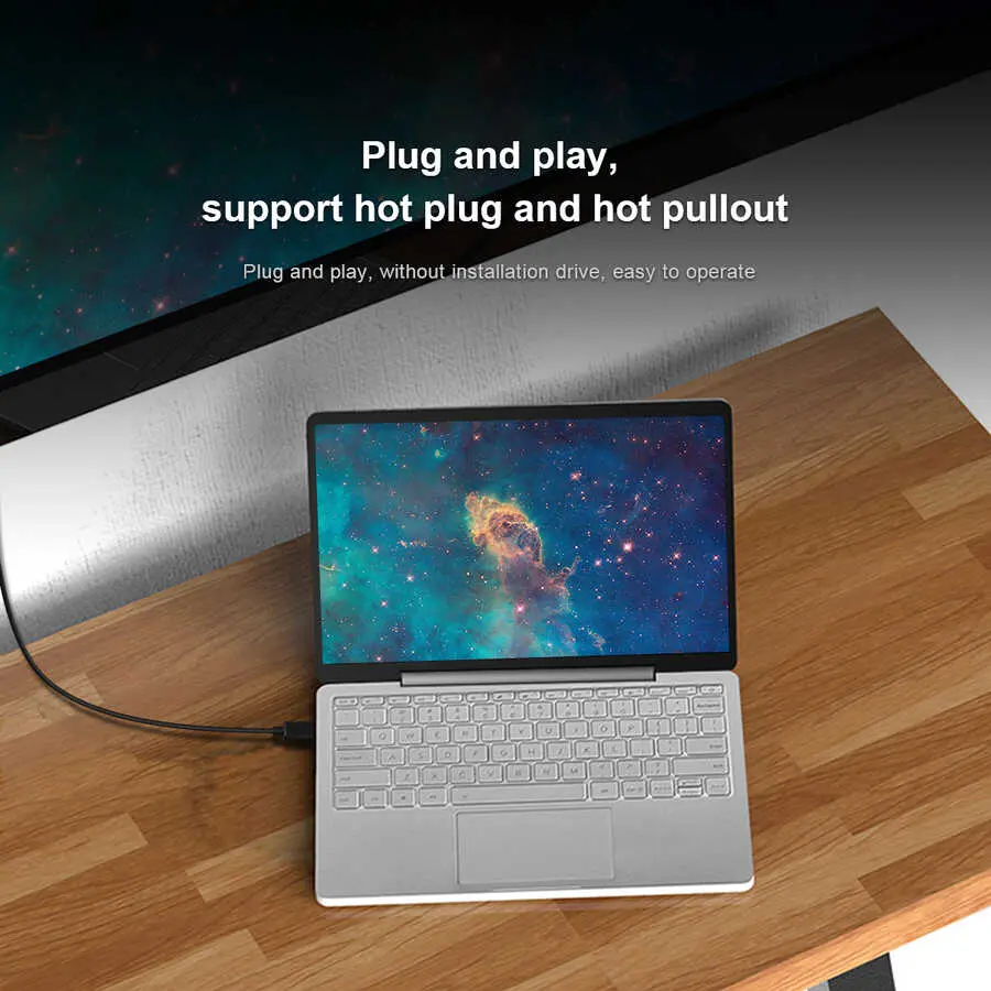 Qgeem QG-UA17 Type-C to VGA Adaptör Kablosu, 1080p 60Hz 1.2 m