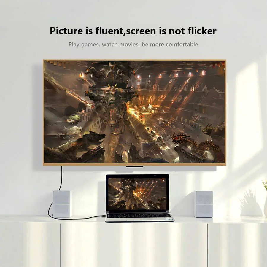 Qgeem QG-UA17 Type-C to VGA Adaptör Kablosu, 1080p 60Hz 1.2 m